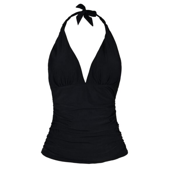 Women's Plus Size Ruched Black Tankini Swimsuit Top Size 18 - Picture 6 of 12